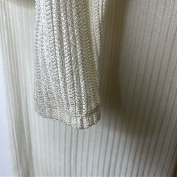 FREE PEOPLE Ribbed Long Sleeve Bone Color Blouse Top - Picture 8 of 13